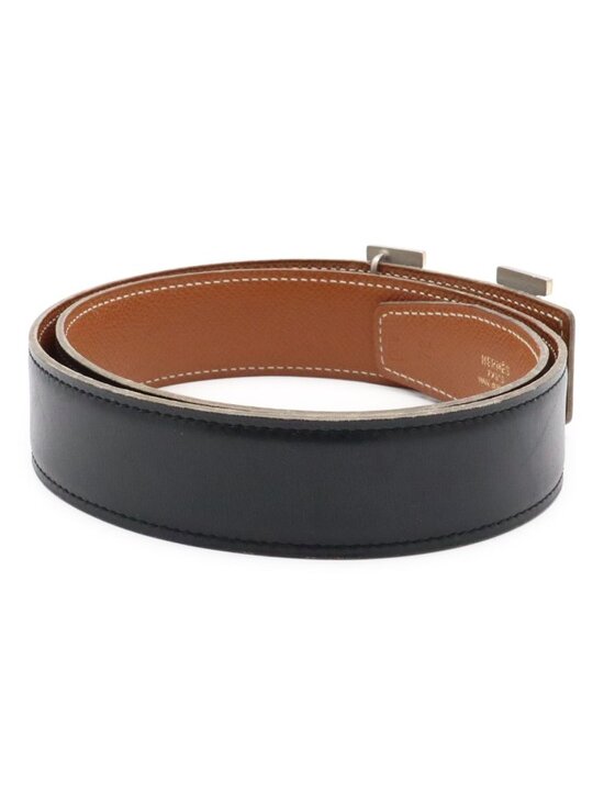 Hermes Belt Buckle Reversible Box Calf Veau Epsom Black Brown Silver 70 main image 6